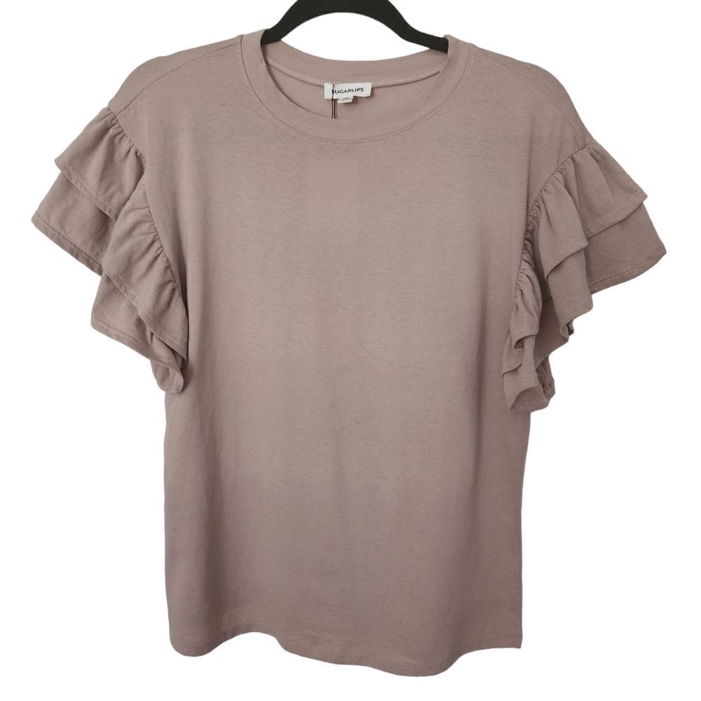 Sugarlips Womens Layered Ruffle Sleeve Cotton Top Size Medium